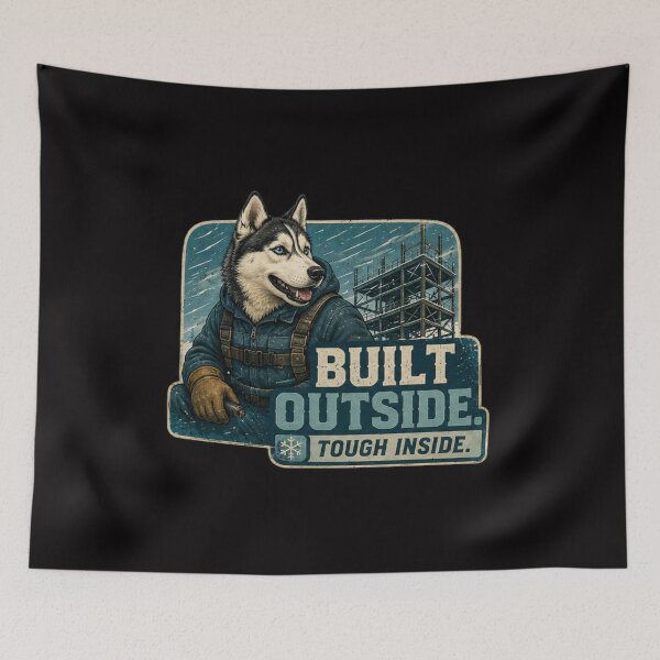 Item preview, Built Outside Tough Inside Siberian Husky Welder Vintage Blue Collar Design designed and sold by RusticMeadow.