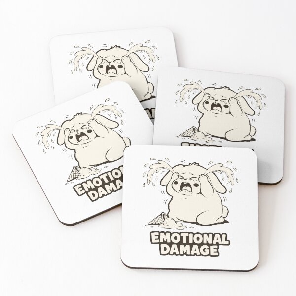 Item preview, Emotional Damage Bunny Sticker – Crying Rabbit Dropped Ice Cream designed and sold by MalisoStickers.