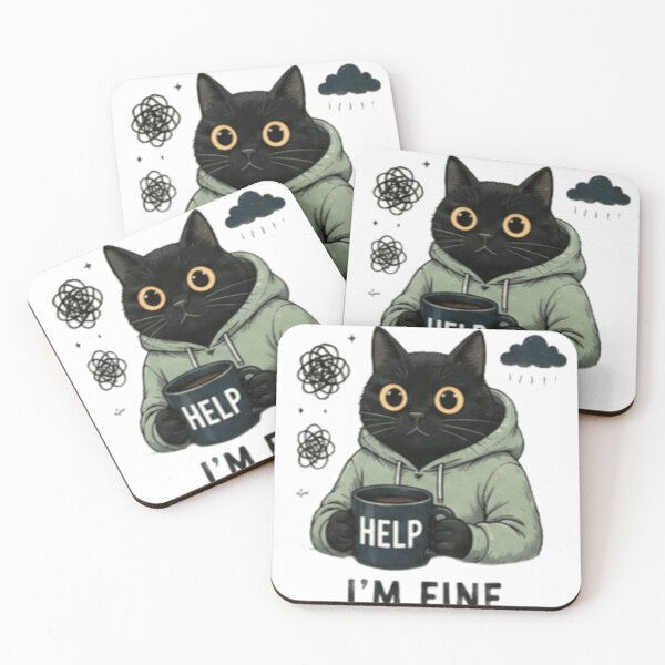 Item preview, It's Fine I'm Fine Everything Is Fine - Funny Black Cat designed and sold by GUINewAlex.