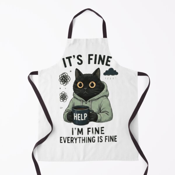 Item preview, It's Fine I'm Fine Everything Is Fine - Funny Black Cat designed and sold by GUINewAlex.