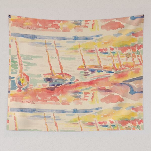 Item preview, Fauvist Sailboats in Sunlit Harbor designed and sold by artofuniverse.