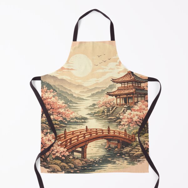 Item preview, Japanese Pagoda Temple with Cherry Blossoms - Asian Landscape Art designed and sold by irfanshikh.