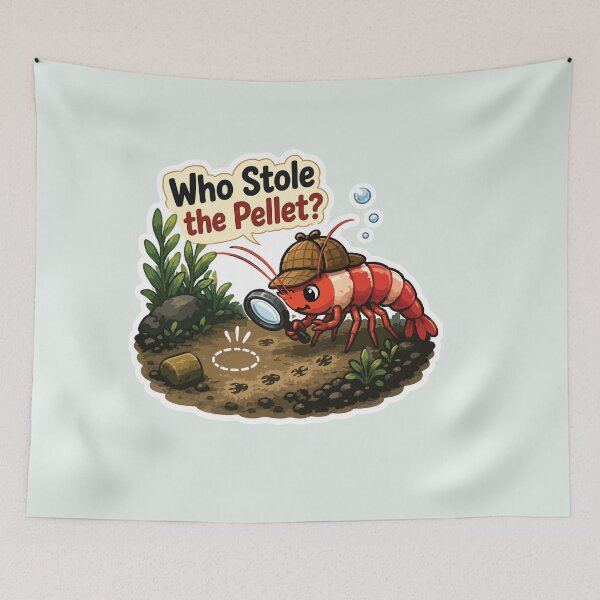 Item preview, Who Stole the Pellet? – Funny Cherry Shrimp Detective designed and sold by SimplePoDesign.
