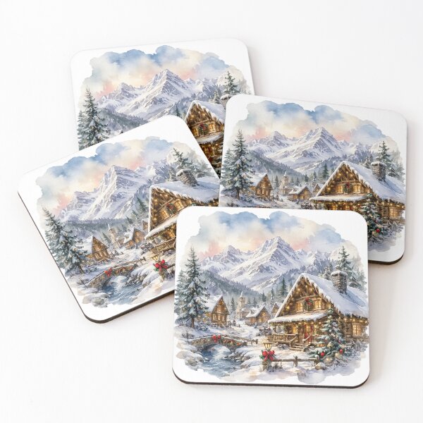 Item preview, Cozy Christmas Mountain Village | Snowy Log Cabin Winter Scene | Rustic Holiday Home Decor designed and sold by PureHopeStudio.