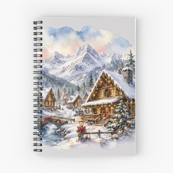 Item preview, Cozy Christmas Mountain Village | Snowy Log Cabin Winter Scene | Rustic Holiday Home Decor designed and sold by PureHopeStudio.