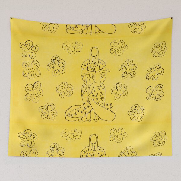 Item preview, Seated Woman Among Yellow Blossoms designed and sold by artofuniverse.