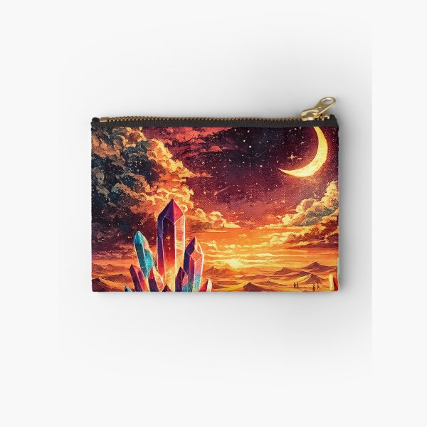 Item preview, Alien Desert Night with Glowing Crystals and Crescent Moon designed and sold by irfanshikh.