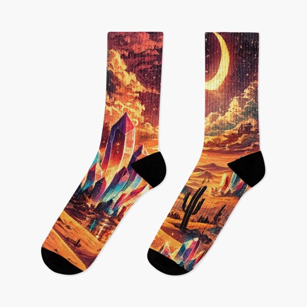 Item preview, Alien Desert Night with Glowing Crystals and Crescent Moon designed and sold by irfanshikh.