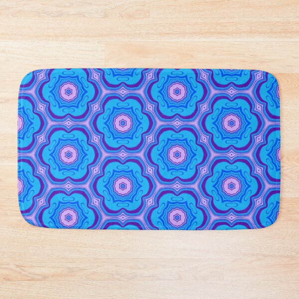 Item preview, Blue Floral Geometric Pattern with Purple Abstract Shapes designed and sold by SweetLilith.