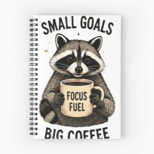 Item preview, Small Goals Big Coffee - Cute Raccoon Art designed and sold by GUINewAlex.