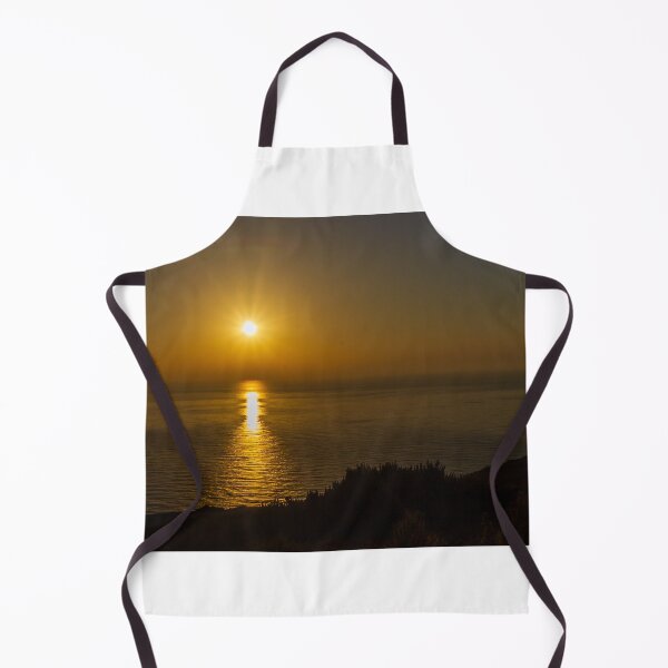 Item preview, Golden Sunset Over Calm Ocean With Sun Reflection on Water and Coastal Silhouette designed and sold by Nmallia.