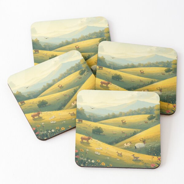 Item preview, Wild Deer Meadow Landscape Illustration – Surrey Countryside Inspired designed and sold by ThatSurreyLife.