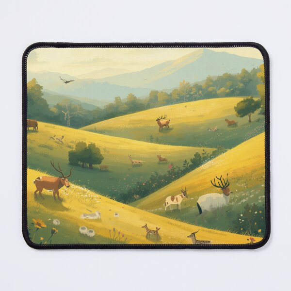 Item preview, Wild Deer Meadow Landscape Illustration – Surrey Countryside Inspired designed and sold by ThatSurreyLife.