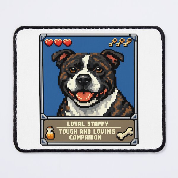 Item preview, Loyal Staffy Pixel Art Trading Card designed and sold by BestFriendTees.