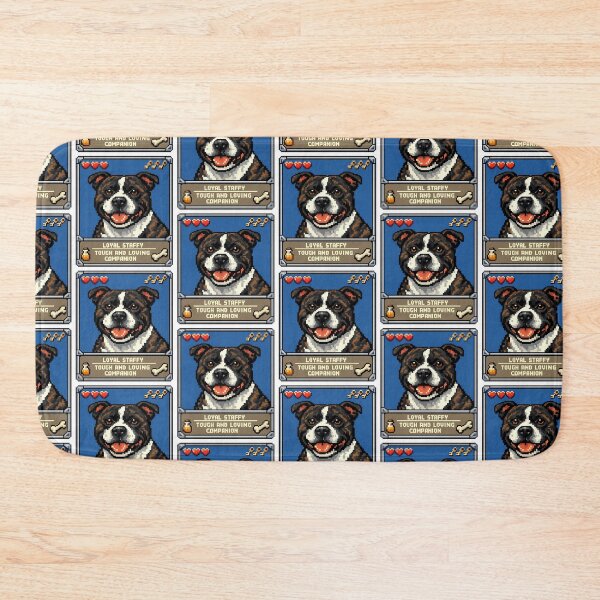 Item preview, Loyal Staffy Pixel Art Trading Card designed and sold by BestFriendTees.