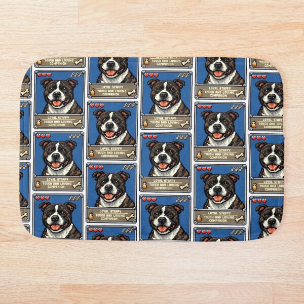Item preview, Loyal Staffy Pixel Art Trading Card designed and sold by BestFriendTees.