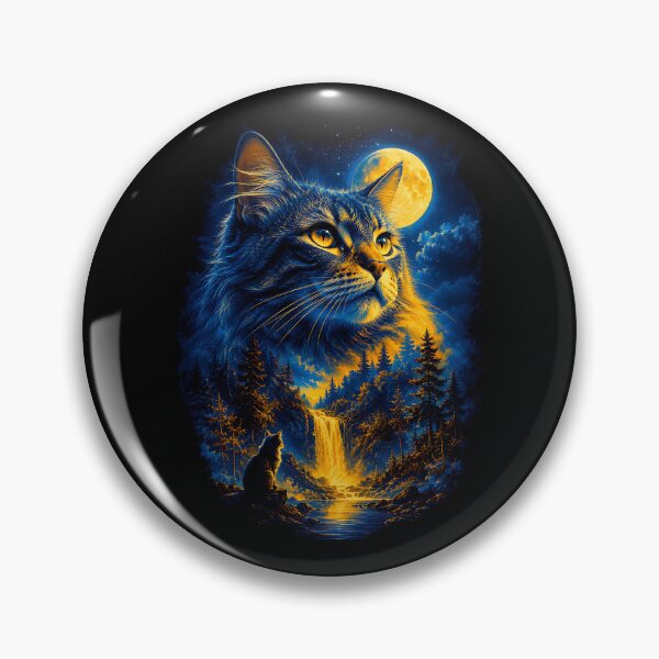 Item preview, Mystic Cat on Moonlight - Colorful Full Moon Silhouette designed and sold by Petverse.art.