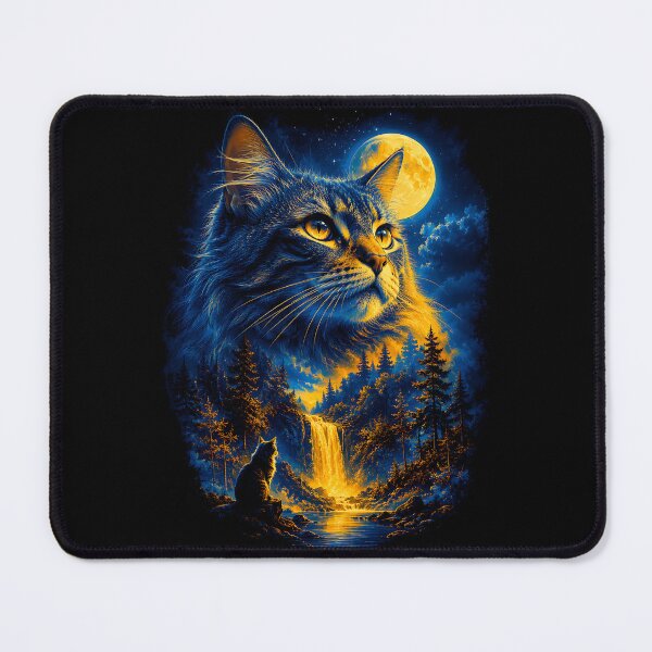 Item preview, Mystic Cat on Moonlight - Colorful Full Moon Silhouette designed and sold by Petverse.art.