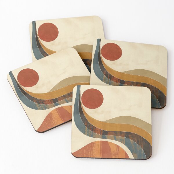 Item preview, Retro Sunset Landscape | Mid Century Modern Abstract Wall Art designed and sold by GrinGalore.