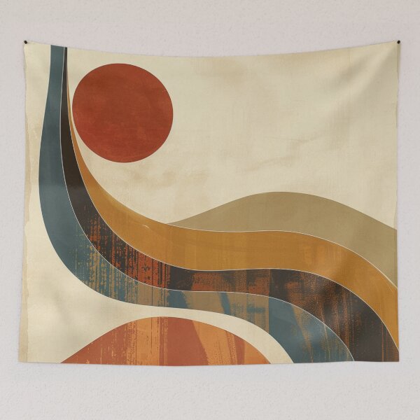 Item preview, Retro Sunset Landscape | Mid Century Modern Abstract Wall Art designed and sold by GrinGalore.