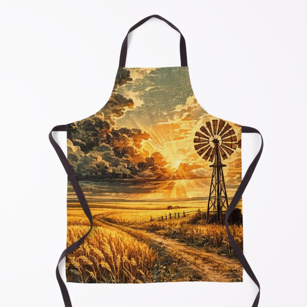 Item preview, Rural Windmill Prairie Sunset - Vintage Landscape Art designed and sold by irfanshikh.