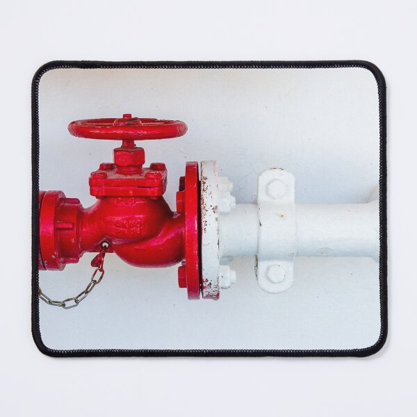 Item preview, Red Fire Valve And Pipe Connection Mounted On White Wall Industrial Fire Safety Plumbing Fixture designed and sold by Nmallia.