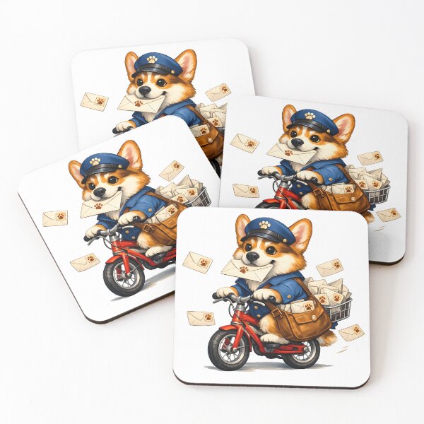 Item preview, Corgi Mail Carrier Riding a Tiny Bicycle Cute Dog Illustration designed and sold by builtforyou.