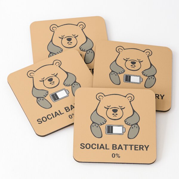 Item preview, Social Battery Zero Bear Flat Vector Cartoon designed and sold by AbderraimArt.