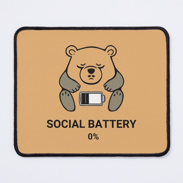 Item preview, Social Battery Zero Bear Flat Vector Cartoon designed and sold by AbderraimArt.