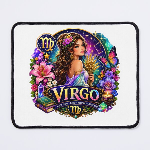 Item preview, Virgo Goddess Floral Butterfly Galaxy Zodiac Art designed and sold by Zodiac Celestial Art.