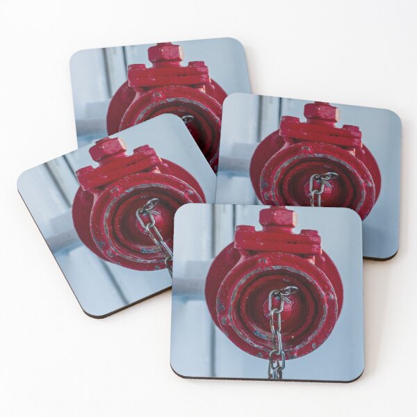Item preview, Red Fire Valve And Pipe Connection Mounted On White Wall Industrial Fire Safety Plumbing Fixture designed and sold by Nmallia.