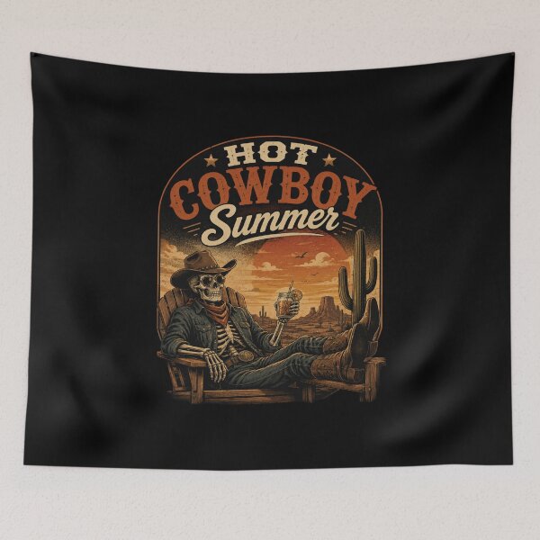 Item preview, Hot Cowboy Summer T-Shirt – Vintage Western Skeleton Design, Retro Cowboy Aesthetic Tee, Funny Summer Graphic Shirt designed and sold by Artimax-Studio.