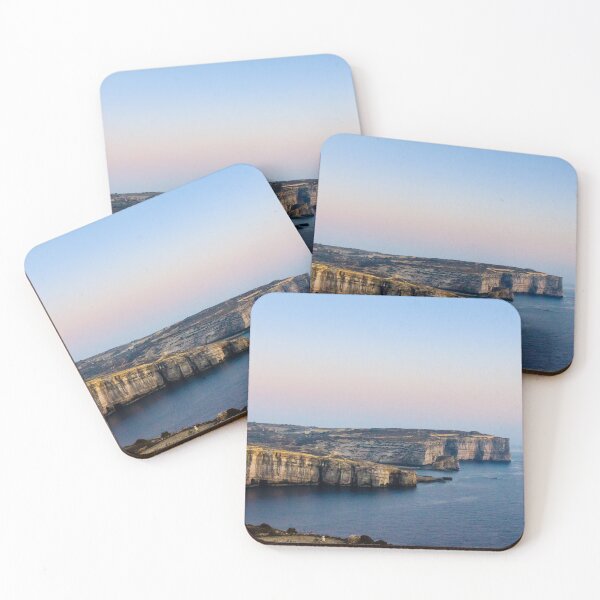 Item preview, Limestone Cliffs Along Rugged Coastline With Pastel Sky at Dusk Over Calm Sea designed and sold by Nmallia.