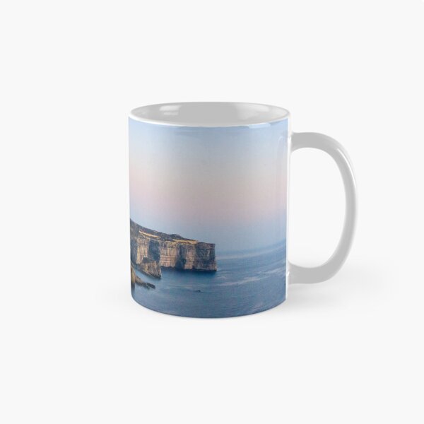 Item preview, Limestone Cliffs Along Rugged Coastline With Pastel Sky at Dusk Over Calm Sea designed and sold by Nmallia.