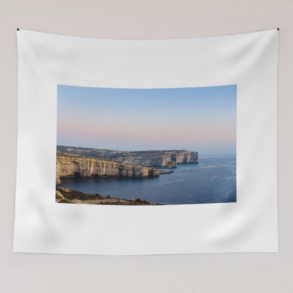 Item preview, Limestone Cliffs Along Rugged Coastline With Pastel Sky at Dusk Over Calm Sea designed and sold by Nmallia.