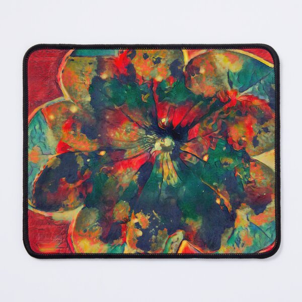 Item preview, Impressionist Abstract Deep Teal and Red Hibiscus Flower designed and sold by BalkanBloom.