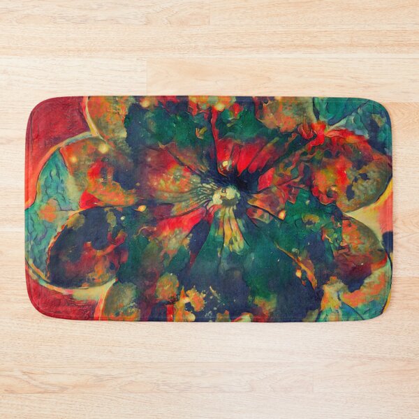 Item preview, Impressionist Abstract Deep Teal and Red Hibiscus Flower designed and sold by BalkanBloom.