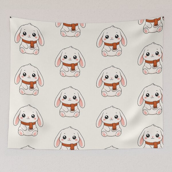 Item preview, Cute White Bunny Orange Scarf Winter Vibe designed and sold by Seculinator.