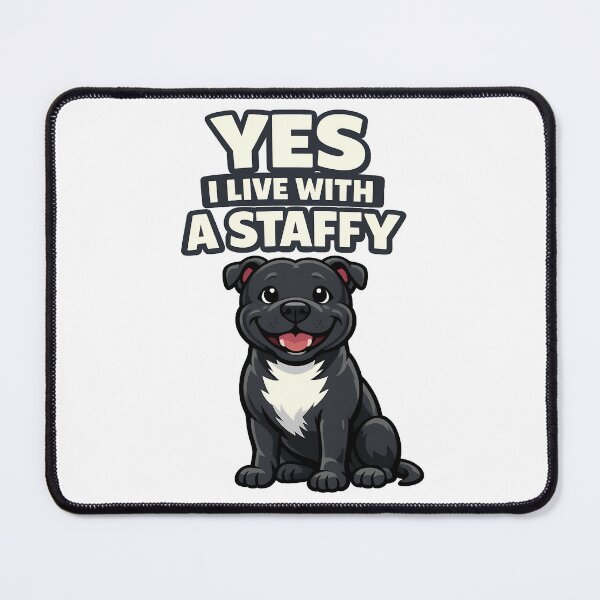 Item preview, Yes I Live With A Staffy designed and sold by BestFriendTees.