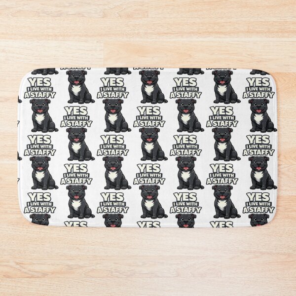 Item preview, Yes I Live With A Staffy designed and sold by BestFriendTees.
