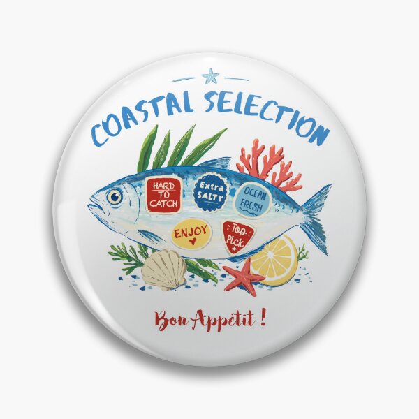 Item preview, Coastal Selection Fish Illustration Mediterranean Seafood Graphic designed and sold by art-injoy.