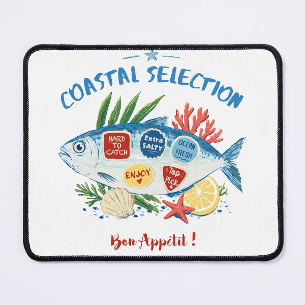Item preview, Coastal Selection Fish Illustration Mediterranean Seafood Graphic designed and sold by art-injoy.