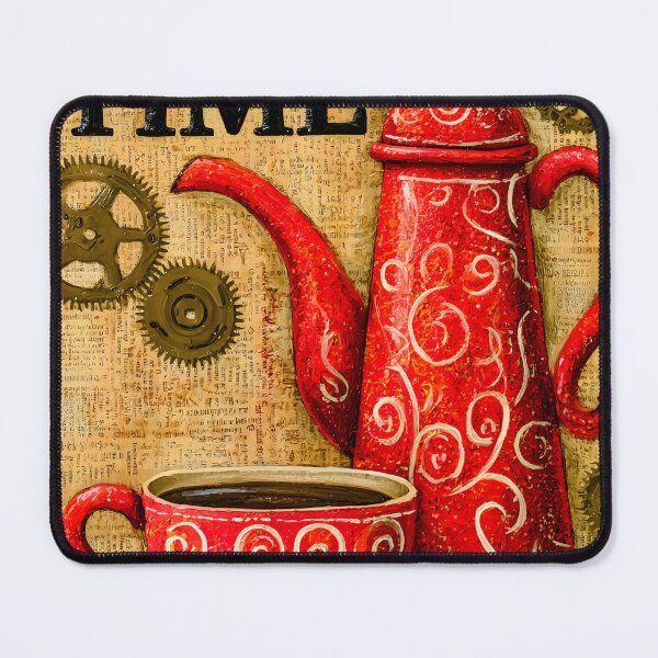 Item preview, Elegant Red Coffee Pot and Cup with Swirl Design designed and sold by Artessie.