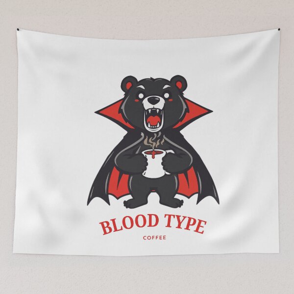 Item preview, Blood Type Coffee Vampire Bear Mascot Vector Art designed and sold by AbderraimArt.