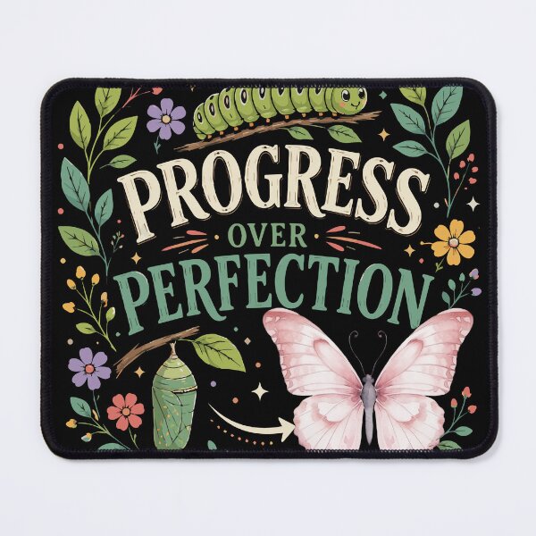 Item preview, Progress Over Perfection – Inspirational Butterfly Growth Vector Design designed and sold by Huddy-clothes.