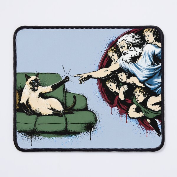 Item preview, cat vs god banksy street art style designed and sold by LgndryPhoenix.