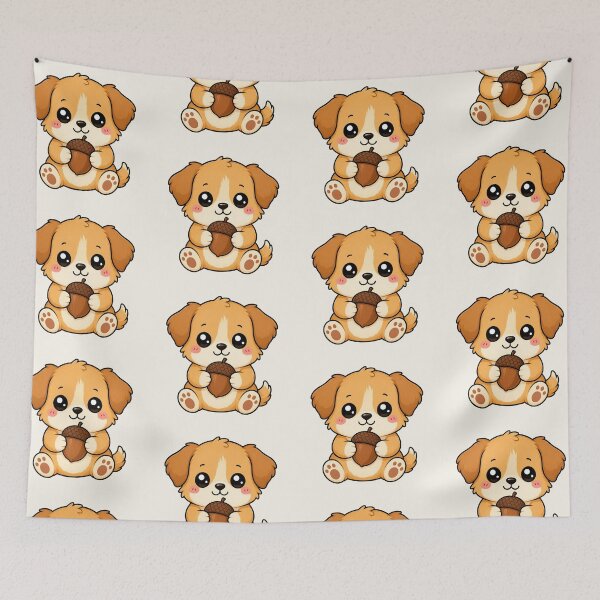 Item preview, Cute Puppy Holding Acorn Autumn Fall Season designed and sold by Seculinator.