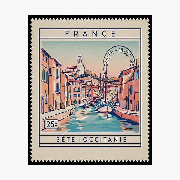 Item preview, Sète France Occitanie Coast Postage Stamp Travel Sticker designed and sold by stickercuffs.