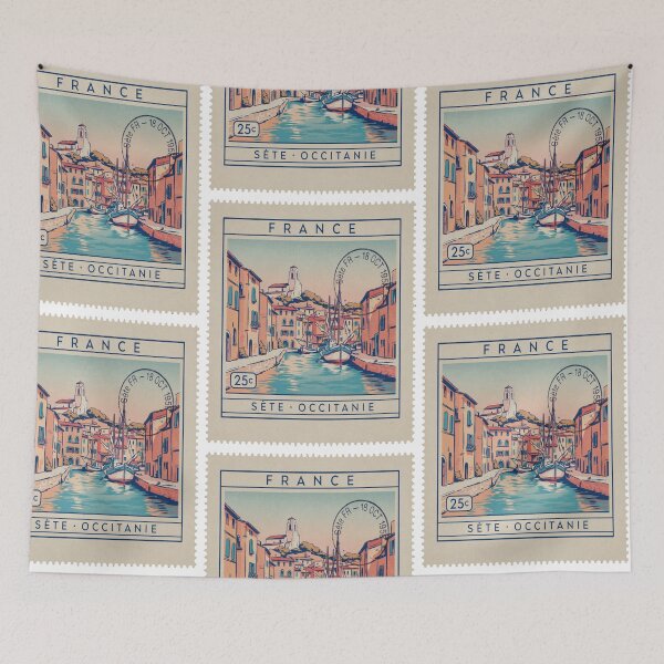 Item preview, Sète France Occitanie Coast Postage Stamp Travel Sticker designed and sold by stickercuffs.