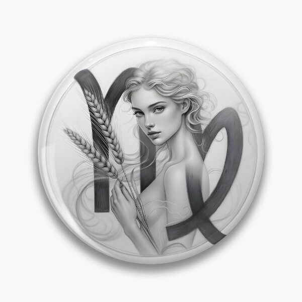 Item preview, Virgo Maiden Wheat Sketch Vintage Zodiac Circle Art designed and sold by Zodiac Celestial Art.